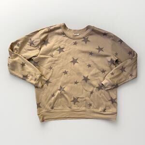 If It Were Me Womens XL Brown Star Print Crewneck Sweatshirt Pullover Cozy